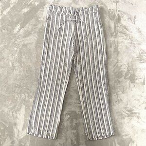 For Cynthia Black and White Striped Straight Leg Pants